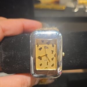 BM Women's Leopard Print Gold and Silver Watch